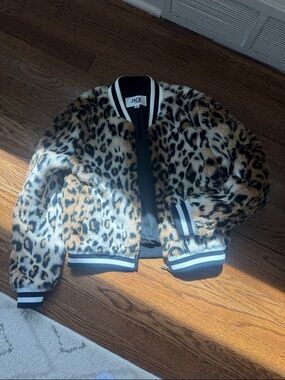 JACK by BB Dakota Leopard Faux Fur Bomber - Black & Tan